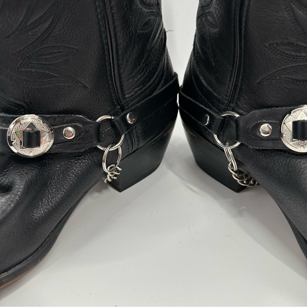 Durango Vintage Black Chain Western Cowboy Boots - Picture 6 of 9